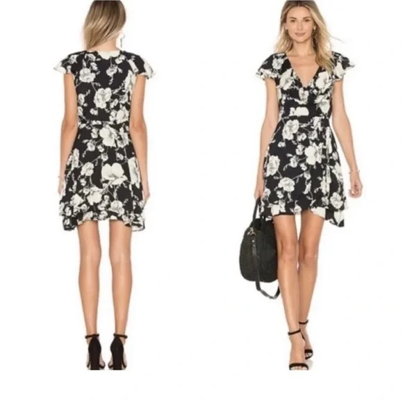 Free People Womens Wrap Dress Black-Ivory Size Xs Dresses